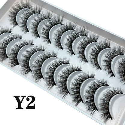 Natural Lashes 5/10 Pairs Eyelashes 3D Mink Lashes Manga Lashes Strip Lashes Band Soft Light False Eyelashes Makeup