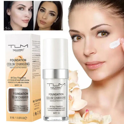 1/2/3PCs Color Changing Foundation, Temperature Liquid Foundation Naturally Blends Moisturizing Foundation Makeup Waterproof