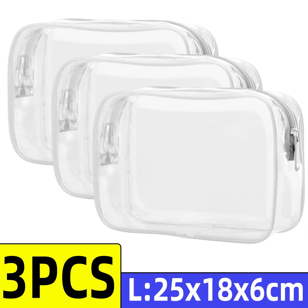 Travel Organizer Bath Toiletry Wash Storage Bag Case White Transparent Zipper Makeup Bags  Clear Pouch Women's Cosmetic Bag