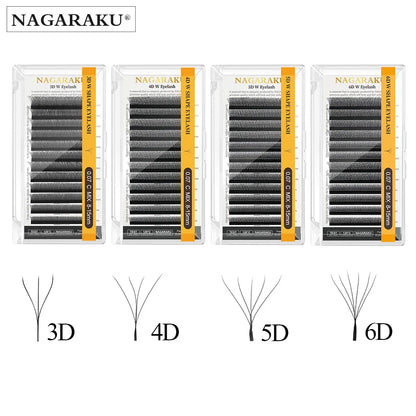 NAGARAKU 3D 4D 5D 6D W Shape  Premade Volume Fan WW Eyelash Extensions Soft Mesh Technological Lashes Makeup False Eyelashes