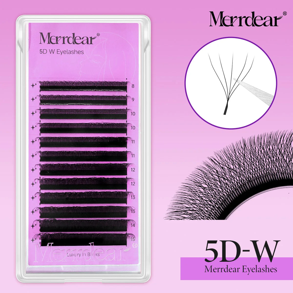 Merrdear W-Shape Eyelash Extension 3d 4d 5d 6d W Lashes Natural Soft Premade Fan Bloom Effect Eye Lashes for Beauty Makeup