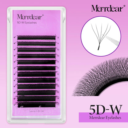 Merrdear W-Shape Eyelash Extension 3d 4d 5d 6d W Lashes Natural Soft Premade Fan Bloom Effect Eye Lashes for Beauty Makeup