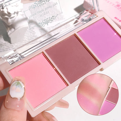 HISYI three-color blush natural color rendering delicate non-flying powder matte rouge holding makeup clear vitality girl blush