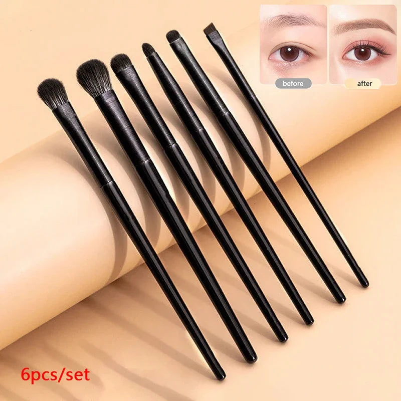 Soft Hair Eyeshadow Brush 6-piece Eye Makeup Smudged Lying Silkworm Eyeliner Blade Eye Detail Small Makeup Brush wholesale