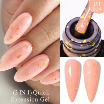 MEET ACROSS 7ml Quick Extension Gel Nail Polish Glitter Pink Gold Purple Milky White UV Gel Finger Prolong Varnish For Nails