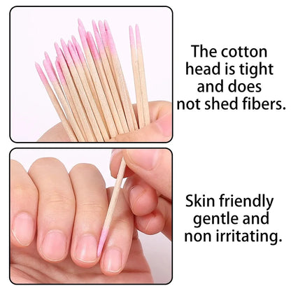 100/300/500Pcs Disposable Wood Cotton Swab Double Head Lipstick Ear Swabs Eyelash Cleaning Cotton Buds Manicure Beauty Supplies