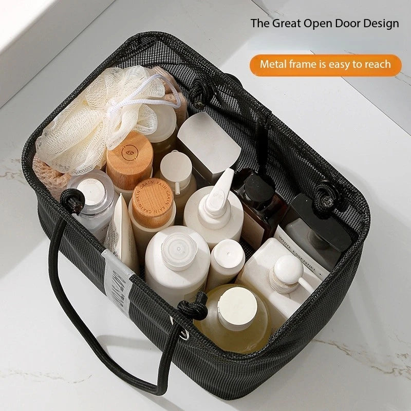 Collapsible Mesh Drain Basket 2in1 Travel Toiletry Swimming Organizer Large Portable Carry Handle Eco Friendly Storage