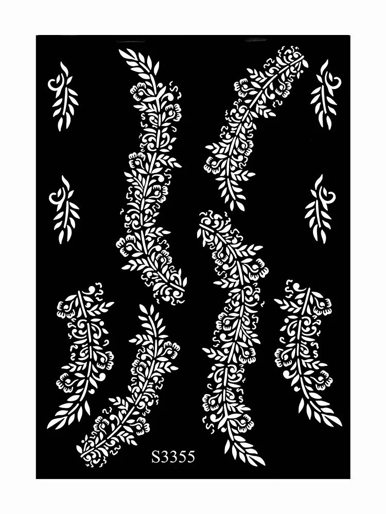 Reusable Henna Stencil for Hand Body Painting Flower Henna Tattoo Template for Women Wedding Festival Body Makeup Tattoo Tools