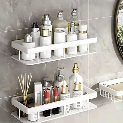 1/2/3pcs Aluminum Alloy No Drill Wall Bathroom Shelf Shampoo Rack Makeup Storage Organizer Shower Shelf Bathroom Accessories