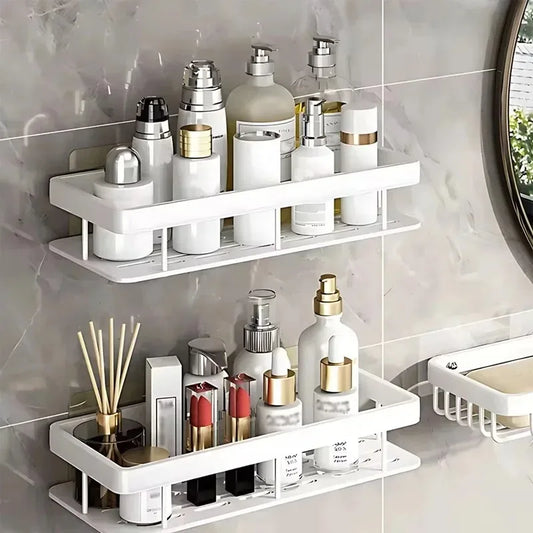 1/2/3pcs Aluminum Alloy No Drill Wall Bathroom Shelf Shampoo Rack Makeup Storage Organizer Shower Shelf Bathroom Accessories