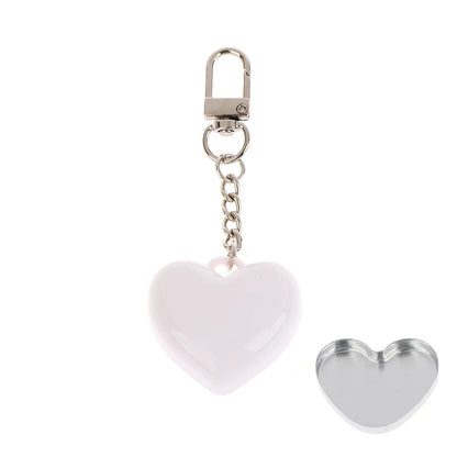 1Pcs Heart Shape Blush Empty Compact with Mirror, Keychain DIY Refillable Powder Case for Makeup