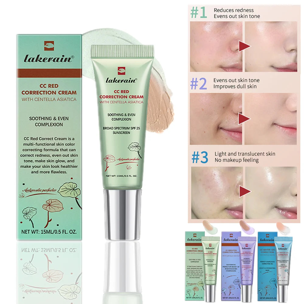 3Pcs /Set CC Cream Centella Korean Makeup Foundation Foundation Cream for Face Base Makeup Color Changing Liquid Foundation