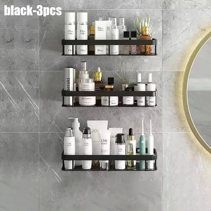 1/2/3pcs Aluminum Alloy No Drill Wall Bathroom Shelf Shampoo Rack Makeup Storage Organizer Shower Shelf Bathroom Accessories