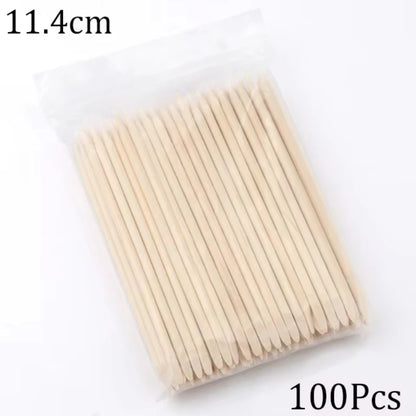 100/50Pcs Orange Wood Nail Sticks Double Sided Cuticle Pusher Remover Rhinestones Dotting Tools Nail Art Manicure Pedicure Care