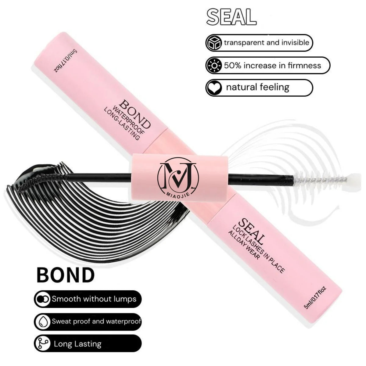 MAIOJIE DIY Clusters Lash Kit 8-16mm Mix Bond&Seal Tweezers Lash Set for Self Application Makeup Individual Eyelash Extensions