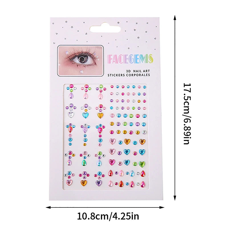 Makeup Diamond Eyes Face Festival DIY Body Crystal Gems Tattoo Adhesive Rhinestone Nail Art Decoration Acrylic Eyeshadow Sticker