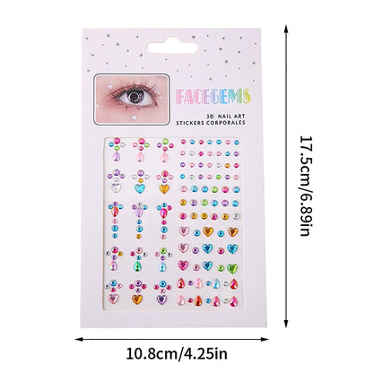 Makeup Diamond Eyes Face Festival DIY Body Crystal Gems Tattoo Adhesive Rhinestone Nail Art Decoration Acrylic Eyeshadow Sticker