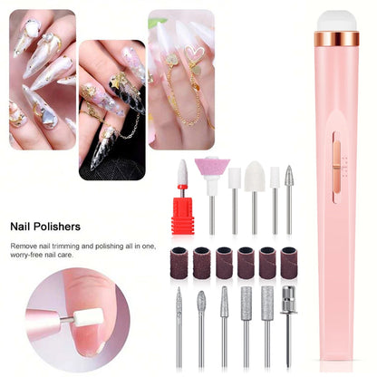 YIKOOLIN Electric Nail File Portable Nail Set with 4 Speeds Cuticle Trimmer Battery Operated Manicure and Pedicure Tools