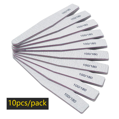 Nail File Buffer 100/180 Grit Half Moon Nail Files Double Side Sandpaper Nail Sanding Grinding Gel Nail Polish Manicure Tool