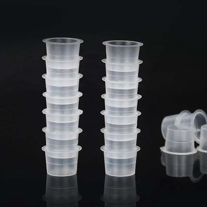100PCS Tattoo Ink Cup S M L Disposable Microblading Steady Plastic White Permanent Makeup Ink Pigment Clear Holder Container Cap