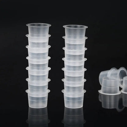 100PCS Tattoo Ink Cup S M L Disposable Microblading Steady Plastic White Permanent Makeup Ink Pigment Clear Holder Container Cap