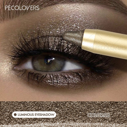 1 Pc Shimmer Eyeshadow Stick, Dual-ended Eyeshadow Pen, with Brush, Eye-catching Eye Makeup High Color Rendering, Concert Makeup