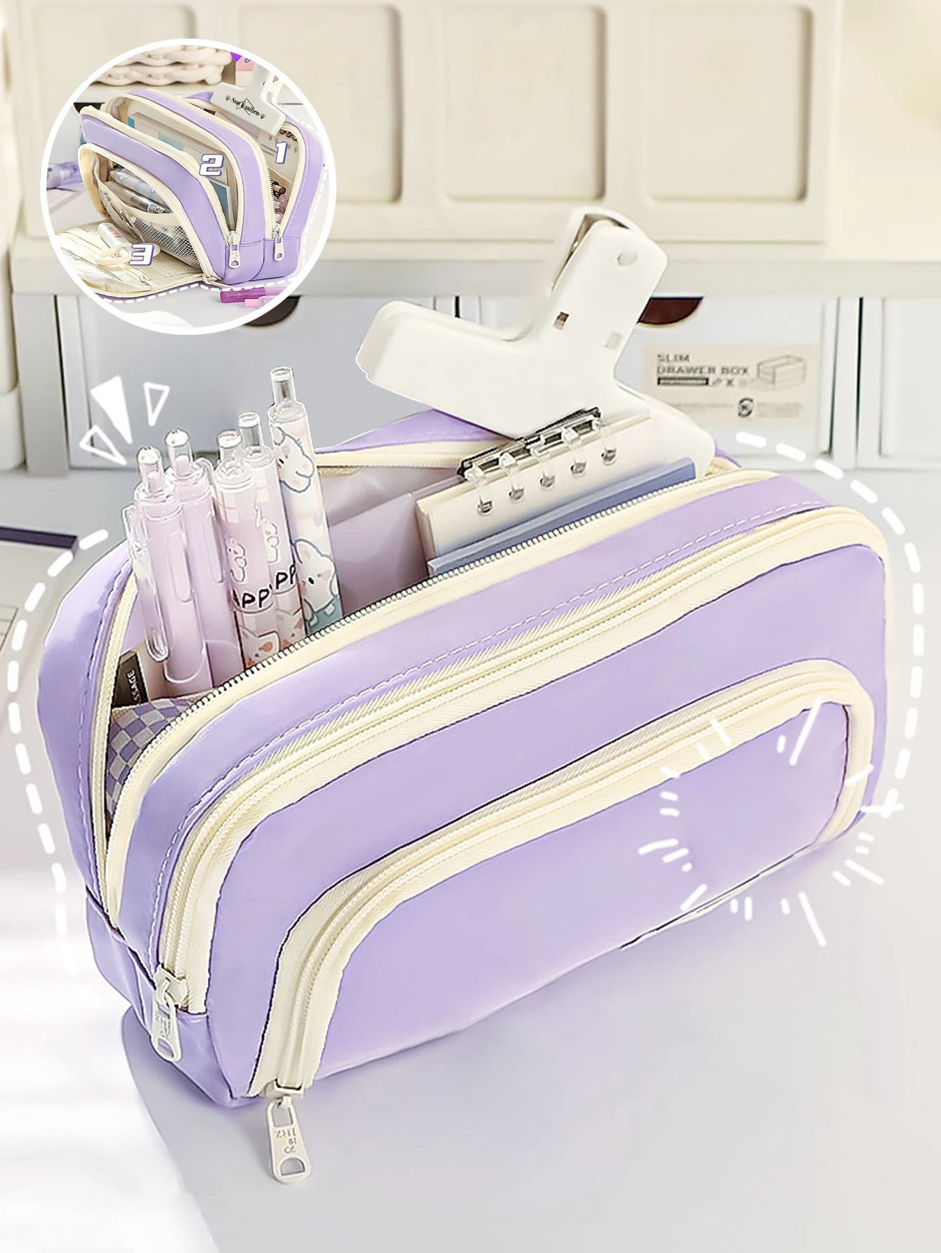 A Large-capacity Multi-layer Pencil Case, A Simple Multi-purpose Student Stationery Box And Makeup Storage Bag