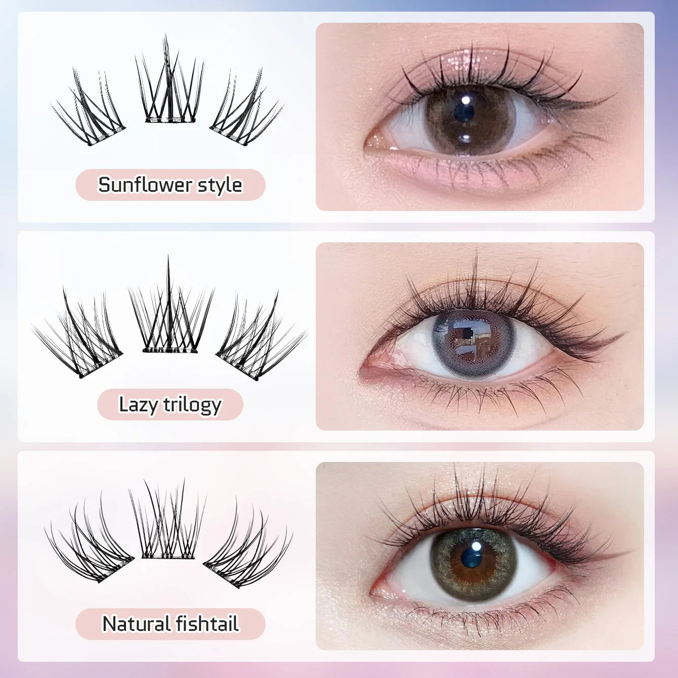 60-Piece Glue-Free Self-Adhesive False Eyelashes, perfect for DIY projects and festive celebrations.