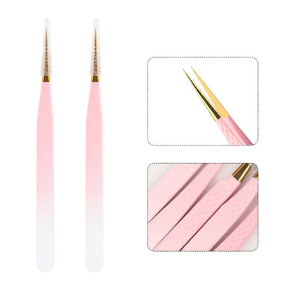 1pcs Eyelash Extension Tweezers Eyebow Clip Pink Stainless Steel Lash Lifting Tweezers Beauty Supplies Diy Makeup Tool