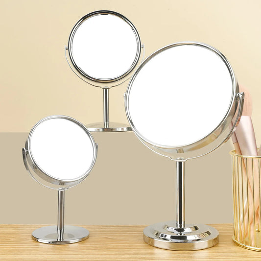 3/4/5in Double-Side Makeup Mirror With 2X Magnification Clear Reflection And Easy To Carry Desktop Vanity Mirror With Stand