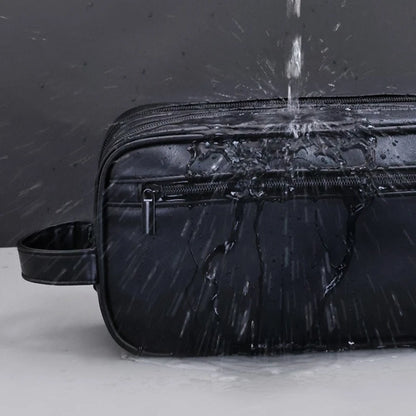 2025 Portable Double-layer Toiletry Bag for Men and Women Sports Business Travel PU Leather Casual Handbag Waterproof Makeup Bag