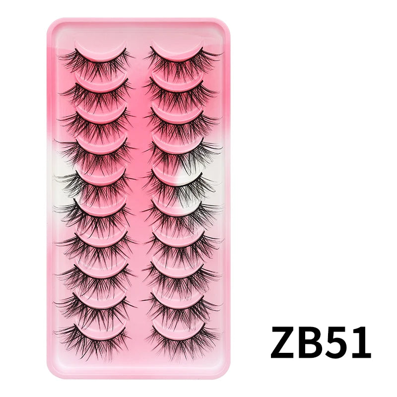 Natural Lashes 5/10 Pairs Eyelashes 3D Mink Lashes Manga Lashes Strip Lashes Band Soft Light False Eyelashes Makeup