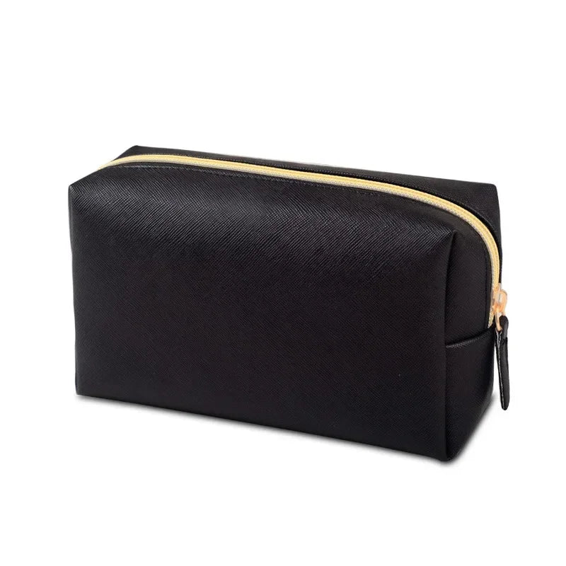 Women Cosmetic Bag Waterproof PU Leather Solid Color Makeup Pouch Travel Portable Wash Toiletry Storage Bag Organizer Purse 2023