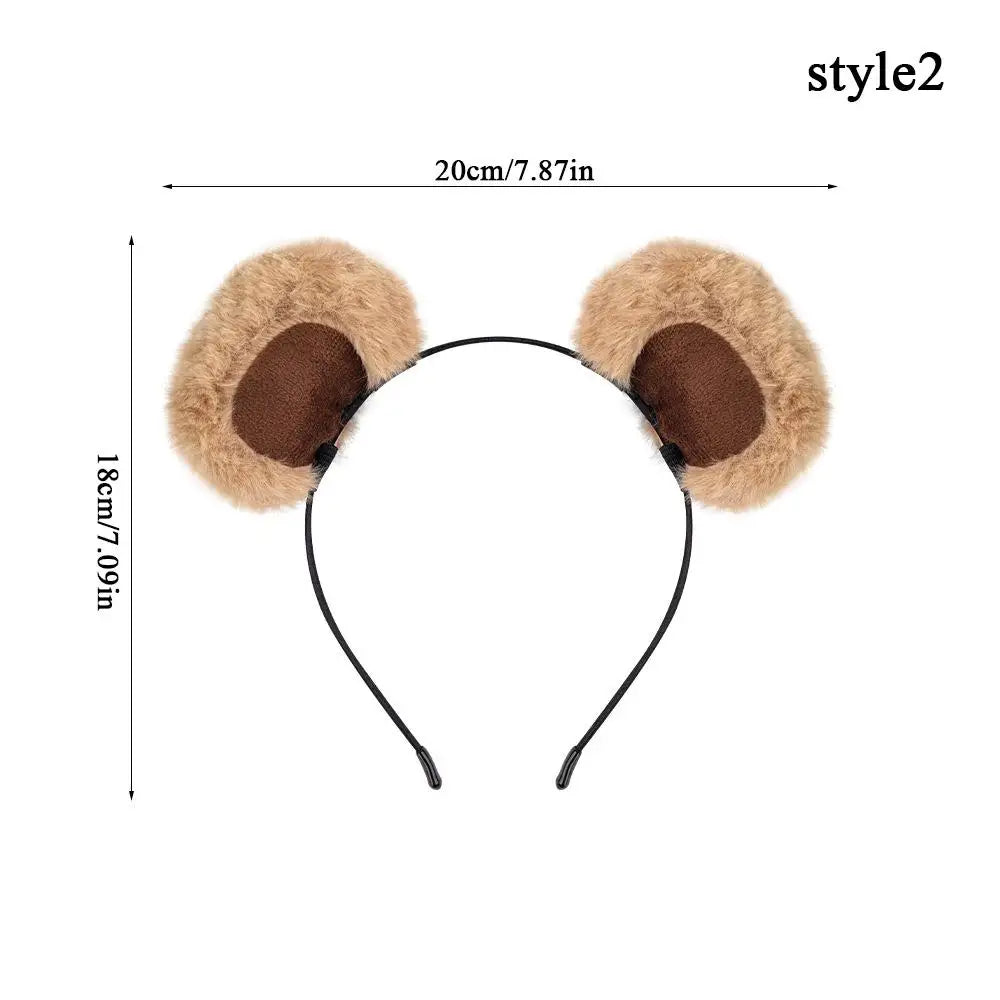 Plush Bear Ear Girl's Headbands Cosplay Makeup Headpiece Brown Animal Ears Hair Hoop DIY Cute Sweet Cartoon Hair Accessories
