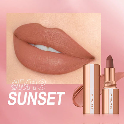 O.TWO.O Matte Lipstick Lip Tint 14 Colors Waterproof Long Lasting Non-transfer Smooth Highly Pigmented Velvet Lip Sticks Makeup