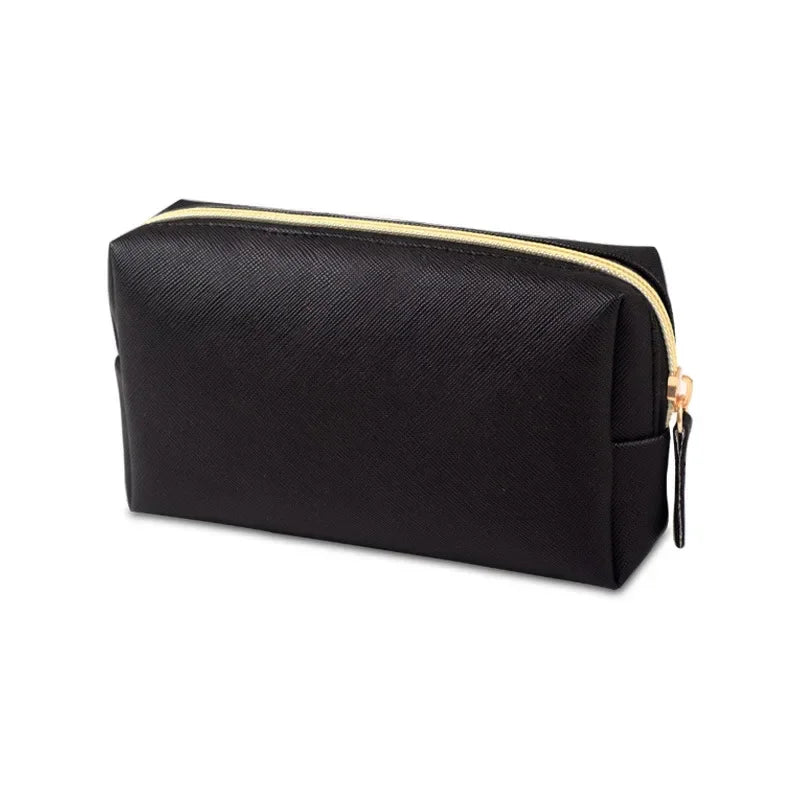 Women Cosmetic Bag Waterproof PU Leather Solid Color Makeup Pouch Travel Portable Wash Toiletry Storage Bag Organizer Purse 2023