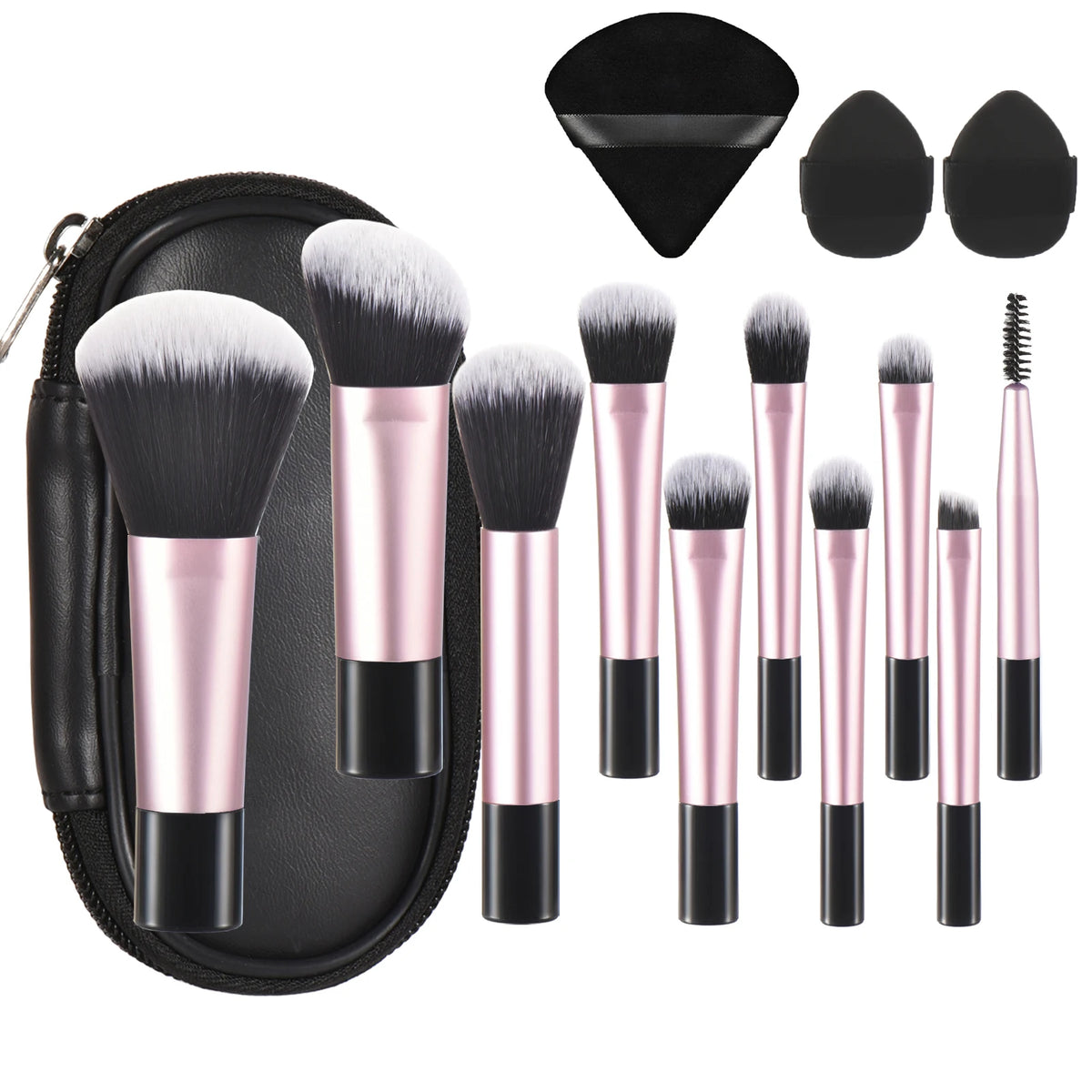 10 black Mini makeup brush Travel portable Makeup Tool Makeup Puff - Palm Brush Professional Makeup tool set