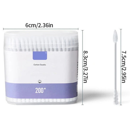 200PCS/box - high-quality double ended cotton swabs - suitable for personal cleaning, gentle makeup removal, makeup swabs, etc