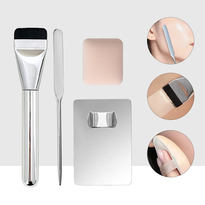 3/4/5/6 PCS Makeup Foundation Brush Lipstick Eye Shadow Mixing Palette Stainless Steel with Spatula Rod Color Stick Beauty Tools