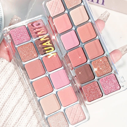 12-color pink eyeshadow palette - matte and shiny versions, suitable for both day and night, for dates and commutes, pink makeup