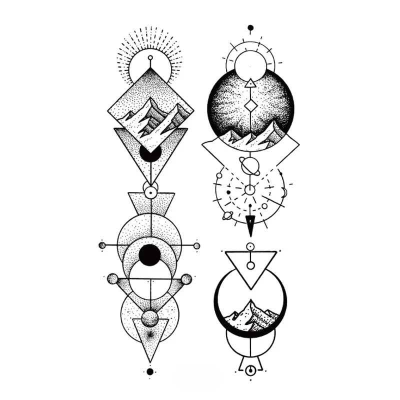 Tattoo Stickers Totem Black Color Flash Temporary Waterproof Party Fake Makeup Neck Hand Arm Body Art for Men Women