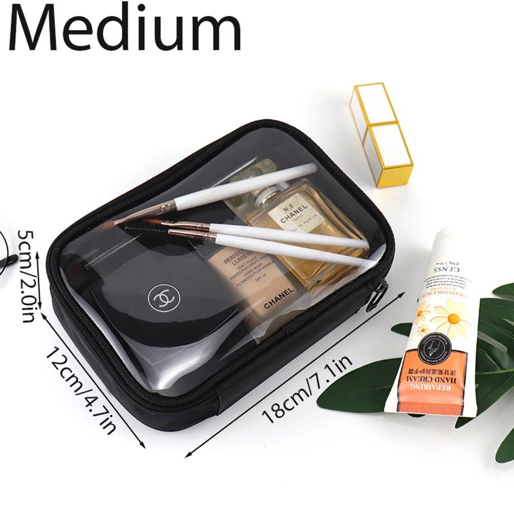 Women Clear Makeup Bag,Waterproof Toiletry Bag, Carry on Makeup Bag, Toiletry Brush Organizer Pouch, PVC Travel Make Up Kit Bags