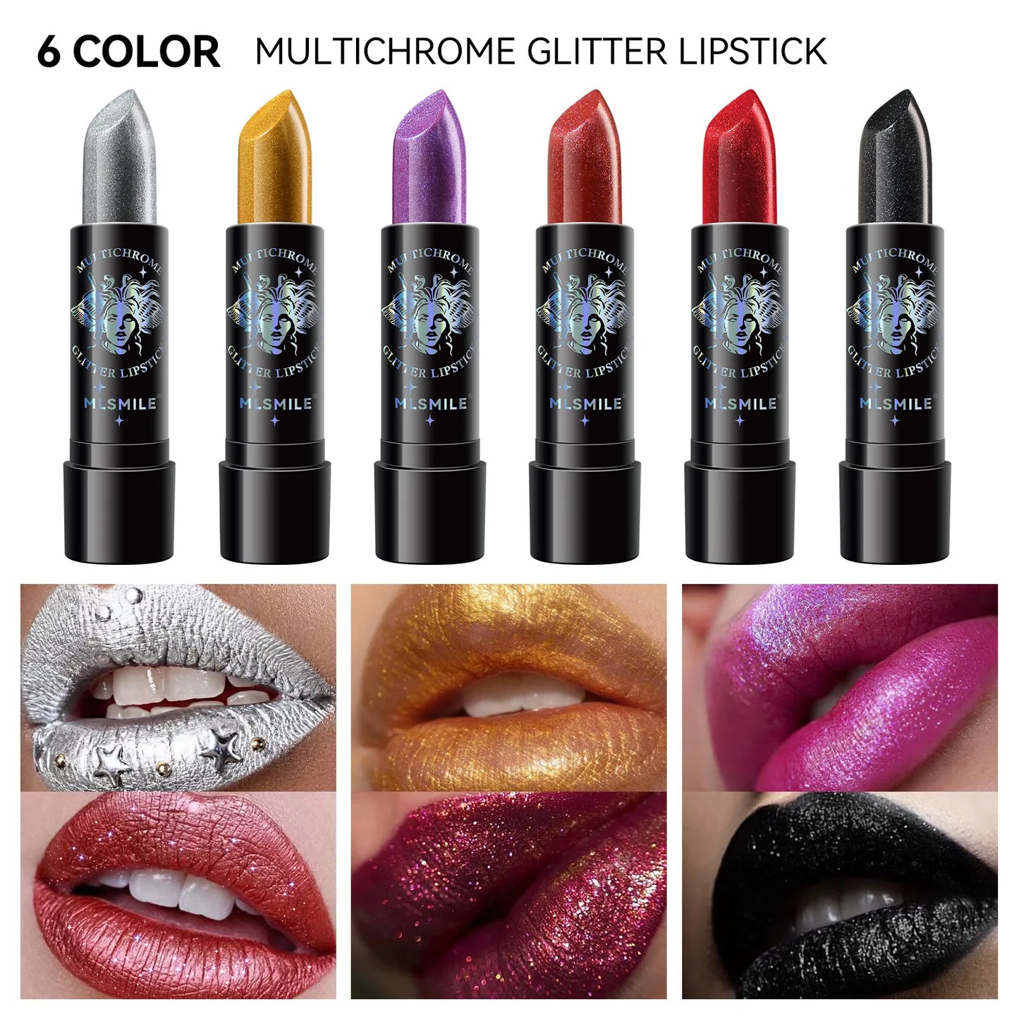 Waterproof Nude Glitter Lipstick 7 Colors Long Lasting Non-stick Cup Velve Red Mermaid Sexy Shimmer Lipsticks Makeup Cosmetic