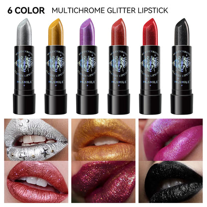 Waterproof Nude Glitter Lipstick 7 Colors Long Lasting Non-stick Cup Velve Red Mermaid Sexy Shimmer Lipsticks Makeup Cosmetic