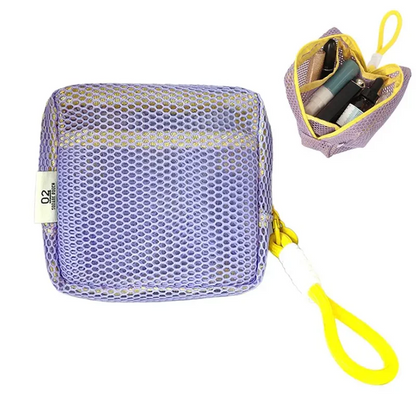 Stylish Mini Grid Capacity Square Mesh Storage Pouch, Cosmetic Key Coin Purse Mini Zipper Bags, Women Stationery Case Cute Gifts