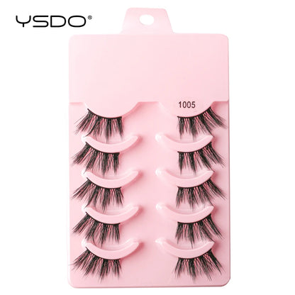 YSDO 5 Pairs Eyelashes Natural Long 3D Mink Lashes Fluffy Volume Mink False Eyelashes Cruelty Free Wispy Lashes Makeup Cilios