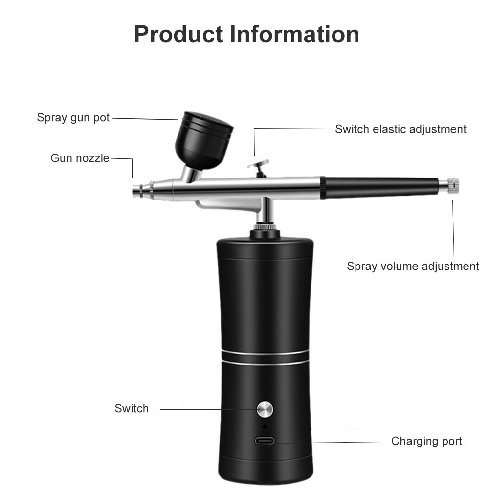 Portable Airbrush With Compressor Kit For Beauty Nail Art Cake Decorating Makeup Model Painting