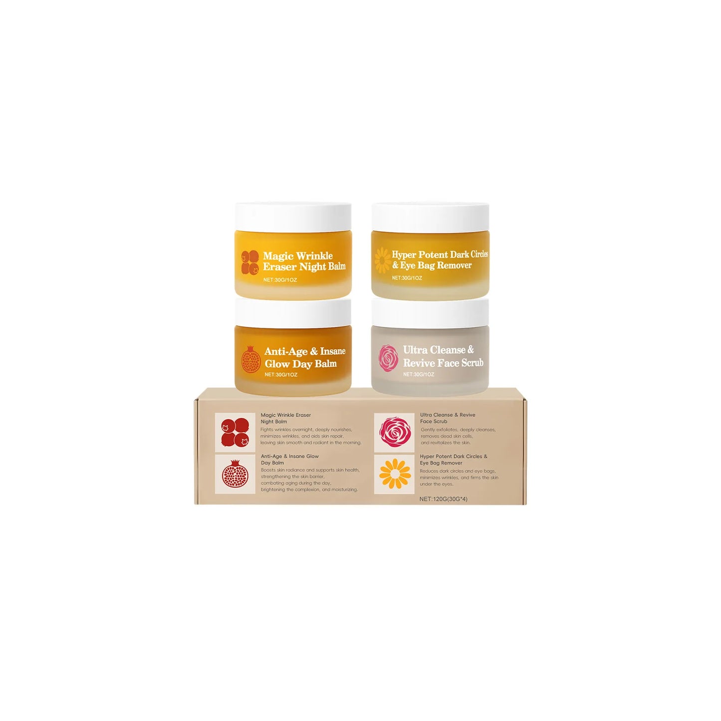 Multi-effect Day & Night Skin Care Suit Cleaning Moisturizing Reduce Dark Circles Multi Functional 4-Piece Set Skincare Products