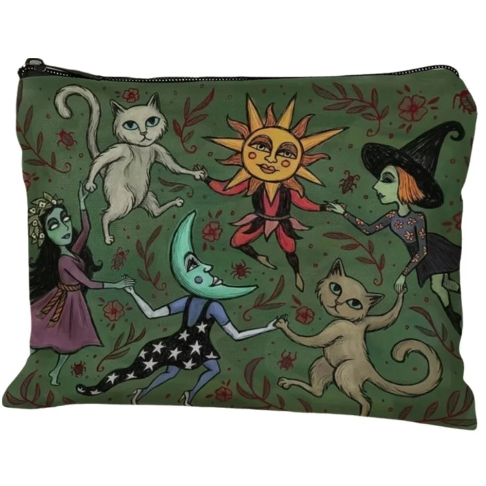 New Cat and Moon Design Makeup Bag Portable Durable Storage Bag Trendy Forest Bag Gift