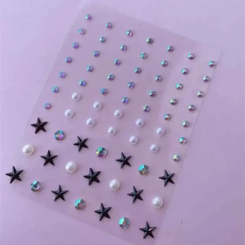 Face Tattoo Eyeshadow Stickers Nail Stickers 3D Pearl Face Jewels Diamond Decoration Self Adhesive Body Brow Makeup DIY Beauty